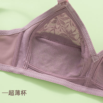 Cross-Border Sexy Ultra-Thin Lace Large Size Bra for Big Breasts, No Rims, Push-Up Adjustable Bra in Stock