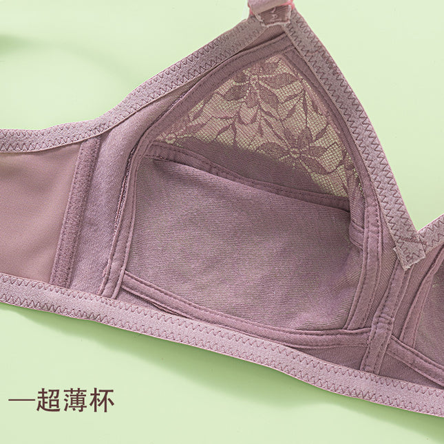 Cross-Border Sexy Ultra-Thin Lace Large Size Bra for Big Breasts, No Rims, Push-Up Adjustable Bra in Stock