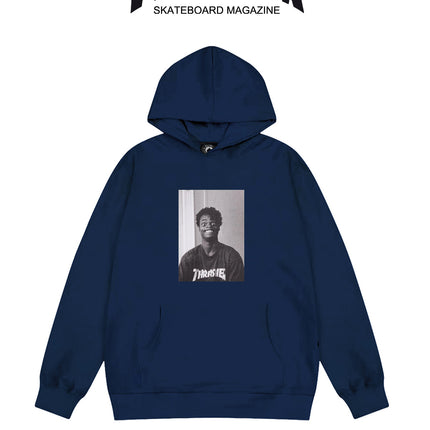 Heavy Thrasher Flame Hooded Unisex Sweatshirt American Style Cross-Border Casual Hoodie Trendy Brand Printed Loose Fleece-Lined