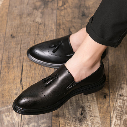 Men's Leather Shoes Casual Shoes Business Comfortable Leather Shoes Lightweight Soft Bottom Hollow-out Breathable Shoes Slip-on Men's Shoes