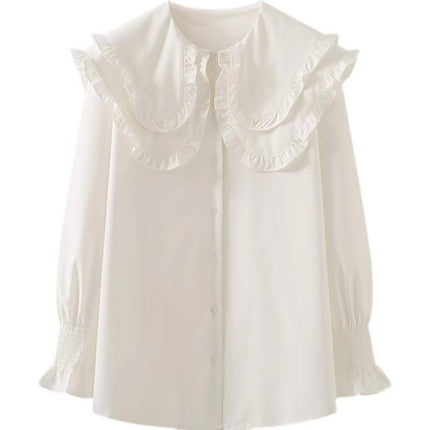 Autumn with a set of 2024 new plus size wear fake two-piece shirt top women's skirt two-piece set