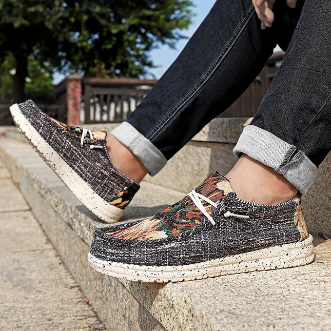Sneakers 2023 cross-border plus size Bohemian men's casual shoes canvas loafers lightweight cloth shoes fisherman shoes