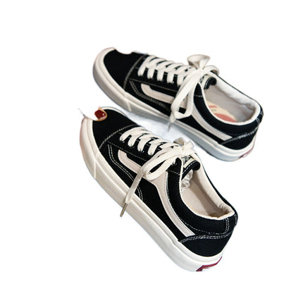 2024 Autumn Canvas Shoes Women's Shoes Niche Board Shoes Autumn New Casual Cloth Shoes Low-top Black Shoes