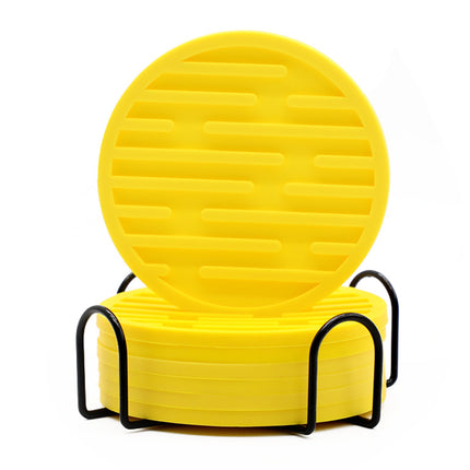 Silicone Coaster 10cm Round Heat Insulation Mat Marble Coffee Coaster Mat Anti-Perm Mat Set Storage Striped Drain