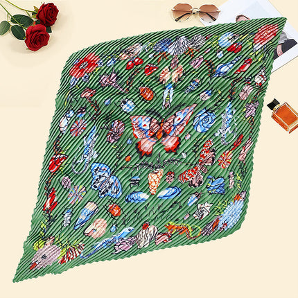 New wrinkled small square scarf female Korean imitation silk printed wrinkled small scarf Joker scarf decorative scarf wholesale