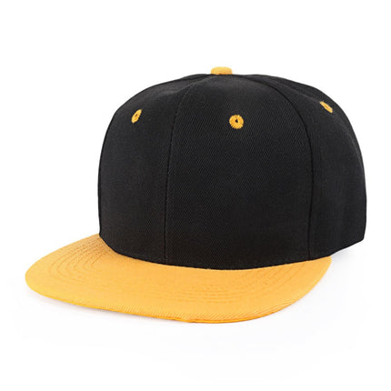 Cross-Border Color-Blocked American-Style Six-Panel Flat-Brim Hip-Hop Hat for Men and Women, Solid Color Plain Flat-Brim Hip-Hop Baseball Cap, Unisex