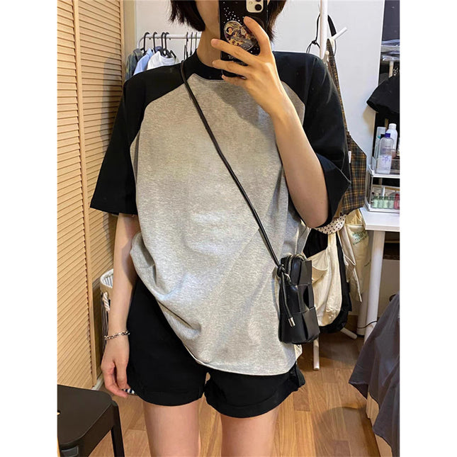 Cross-Border Supply Manufacturer Direct Sales T-Shirt Custom Round Neck Loose Raglan Short-Sleeved T-Shirt Light Board Blank Board Summer Girls