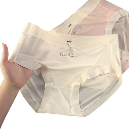 Ice Silk Seamless Underwear for Women 7A Antibacterial Cotton Inseam Summer Thin Mask Pants Nude Girl Mid-Waist Briefs