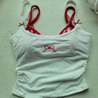 Red Plaid Bra White Sling / L code