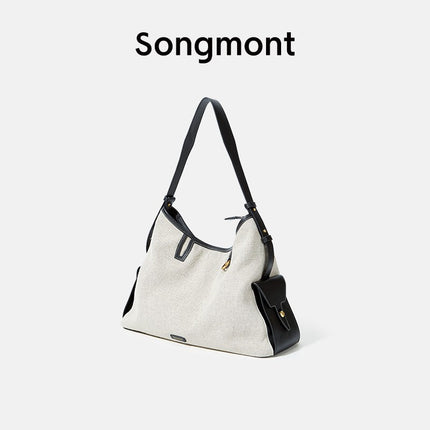 Songshanxia Xunlu Series Hobo Bag New Model Vegetable-Tanned Leather Wide Shoulder Strap Fashionable Versatile Shoulder Bag