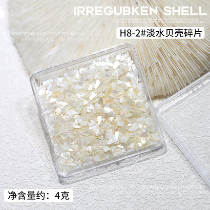Irregular Japanese nail shell piece wholesale magic color natural ultra-thin abalone fragment boxed nail decoration patch