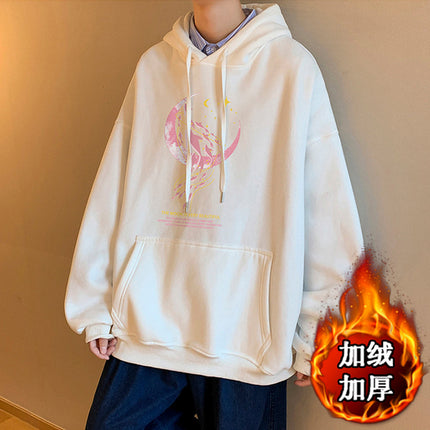 Hooded Sweatshirt for Men, Autumn and Winter 2025, American High Street Style, Loose Fit, Fleece-Lined Jacket, Chinese Style Clothing, Hong Kong Style Casual Wear