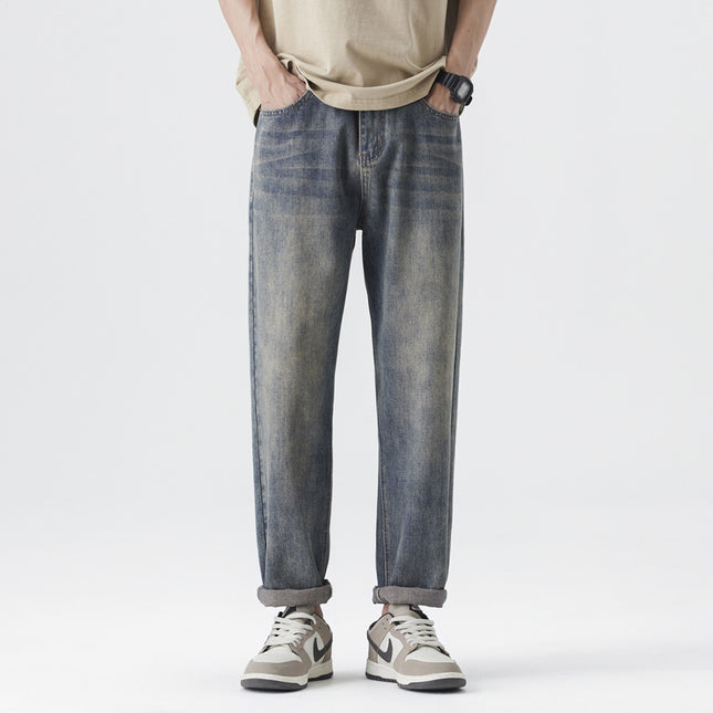 Danbaoni | New Product 2026 Spring and Summer Loose Tapered Harem High Street Retro Trendy Jeans for Men Retro Blue