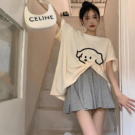 Pure Cotton Short-Sleeve T-Shirt for Women 2026 New White Half-Sleeve Korean Style Loose Lazy Style Summer Stunning Top Ins