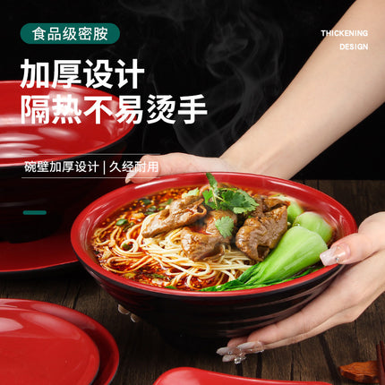 Black and Red Noodle Restaurant Special Bowl Beef Noodle Bowl Commercial Melamine Ramen Bowl Soybean Milk Wonton Porridge Bowl Breakfast Bowl Plastic Bowl