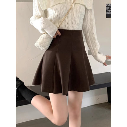 Black Wool Skirt Women's 2024 Autumn and Winter A- Line Skirt plus size High Waist Slimming Fashion Umbrella Skirt Hip Skirt