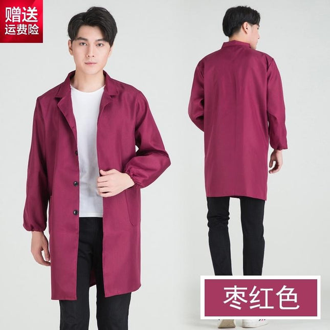 New Blue Coat Long Work Clothes for Men and Women Chefs Camouflage Jacket Dust-proof Warehouse Transportation Clothes Labor Protection Clothes Set Tooling