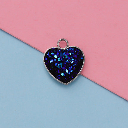 Cross-border 13MM peach heart-shaped stainless steel starry pendant bottom mop resin starry DIY jewelry accessories