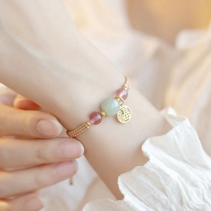 New Chinese Style Design Sense Plum Blossom Woven Bracelet Women's Chinese Style Adjustable Woven Hand Rope Gift Hand Woven Rope