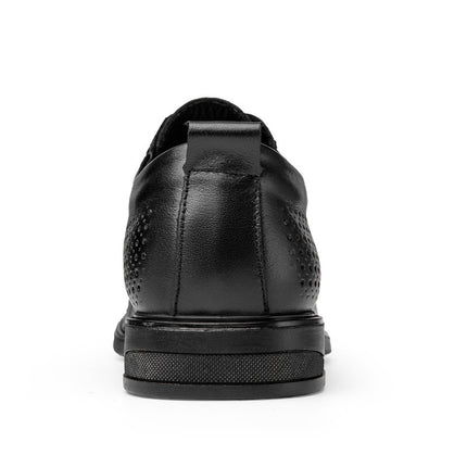 Men's Leather Shoes Summer New Business Casual Dress Shoes Men's Perforated Cowhide Hollow Breathable Black Leather Shoes for Men