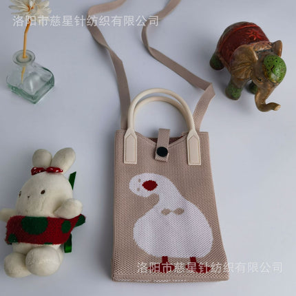 Girl's Heart-Shaped Knitted Crossbody Bag