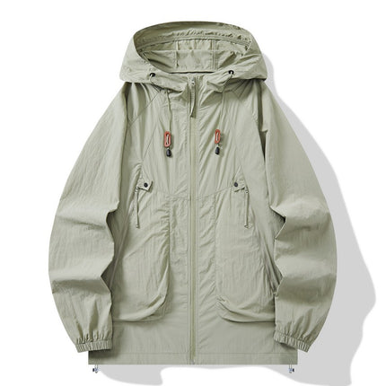 New Sunscreen Clothing Men's and Women's Couple Hooded Sunscreen Clothing Trendy Thin Outdoor Sports Waterproof Tooling Sunscreen Jacket