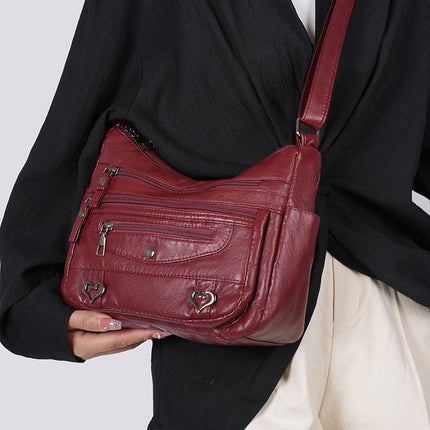 Middle-Aged and Elderly Women's Bags 2026 New Large-Capacity Shoulder Crossbody Bag Lightweight Backpack Soft Leather Bag for Middle-Aged Mothers
