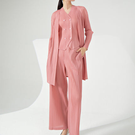 Fashionable Suit for Women, High-End Three-Piece Set, High-End Temperament, Commuting Design, Pleated Miyake Outfit, Complete Set