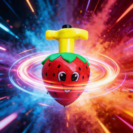 Cartoon luminous strawberry gyro music rotating outdoor lights children flash toys night market stall supply wholesale