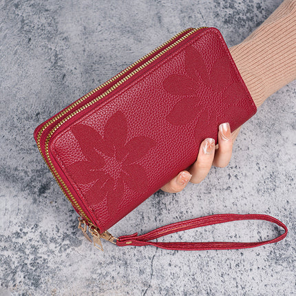 Antique Women's Double Zipper Wallet Large Capacity All-match Casual Long New Mobile Phone Bag Coin Purse Card Bag Multi-layer