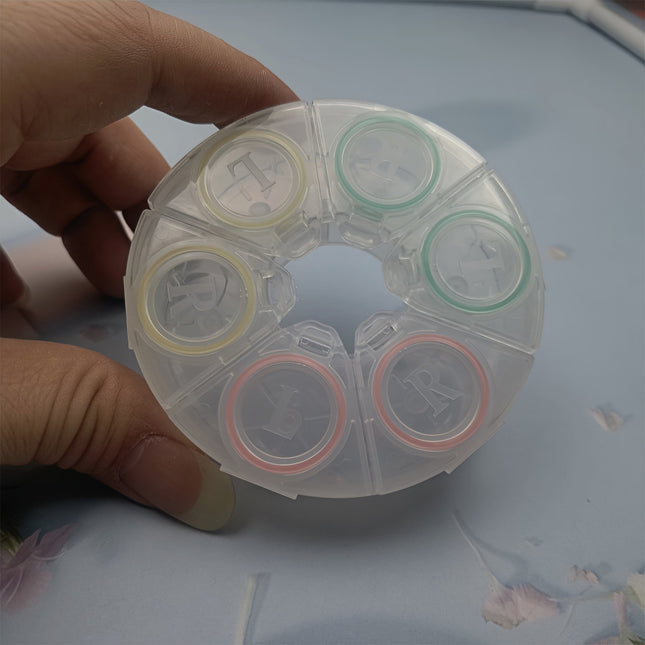Round invisible color contact lens box three pairs of press double box beauty pupil box flip water box wholesale