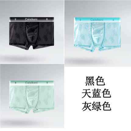 Chinese Valentine's Day Gift Men's Ice Silk Shorts Mesh Quick-Drying Boxer Briefs Summer Ultra-Thin Breathable Fashion