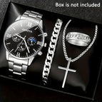 Sunrise steel band silver black + cross (no gift box)