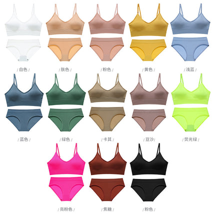Underwear Women's Big Chest Showing Small Thin French Style Triangle Cup Bra Set No Steel Ring Beautiful Back Base Camisole