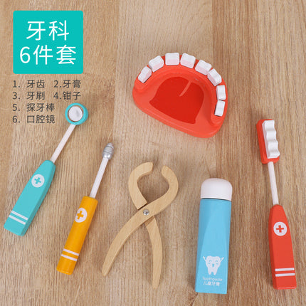 Children's wooden simulation doctor nurse toy suit play house boy girl stethoscope role-playing toy
