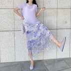 Purple chrysanthemum wildflower (short-sleeved suit) / Skirt