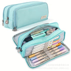 Oxford cloth double-open pencil case [light blue]