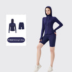 Midnight blue five-point hooded jacket suit / 2/S
