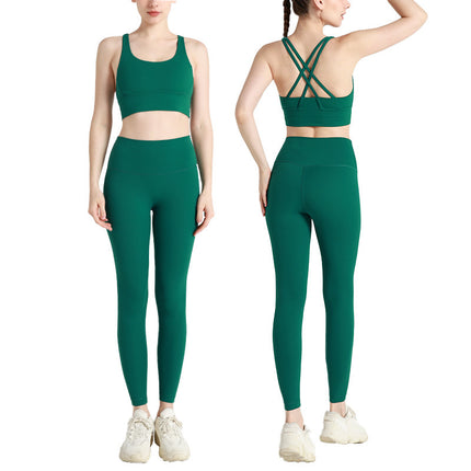 Yoga clothing suit two-piece yoga bra back sports underwear high waist hip yoga pants running suit