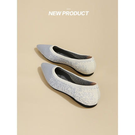 Princess Shoes 2022 New Spring Pointed Shallow Mouth Shoes Women's Non-Slip Knitted Flat Shoes Soft Sole Breathable Knitted Shoes