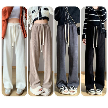 Autumn and Winter corduroy loose wide-leg pants 2023 new casual pants high waist draping mop straight women's pants slimming