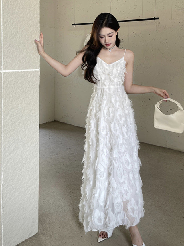 Graduation Adult Ceremony White Neck Evening Dress 2025 New Celebrity Fairy Light Luxury Niche dress High-end Sense