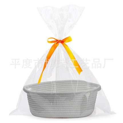 Modern Simple Style Storage Basket Cotton Rope Woven Snack Clothing Portable Storage Basket Oval Storage Basket Gift Basket