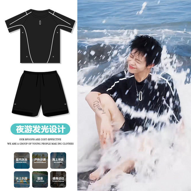 Swimming Trunks Men's Surfing Suit Loose Quick-Drying Men's Boxer Swimming Trunks Swimsuit Suit Beach Pants Hot Spring Swimming Equipment