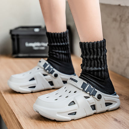 Croc Shoes Men's Summer Thick-Soled Outer Garden Shoes Soft-Soled Toe-Cap Slippers Casual Two-Wear Driving Sandals Men's Style