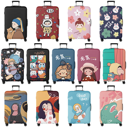 Double-Opening Elastic Suitcase Cover, Thickened Luggage Protective Cover, Travel Suitcase Dustproof Trolley Case, Cartoon Cute Design