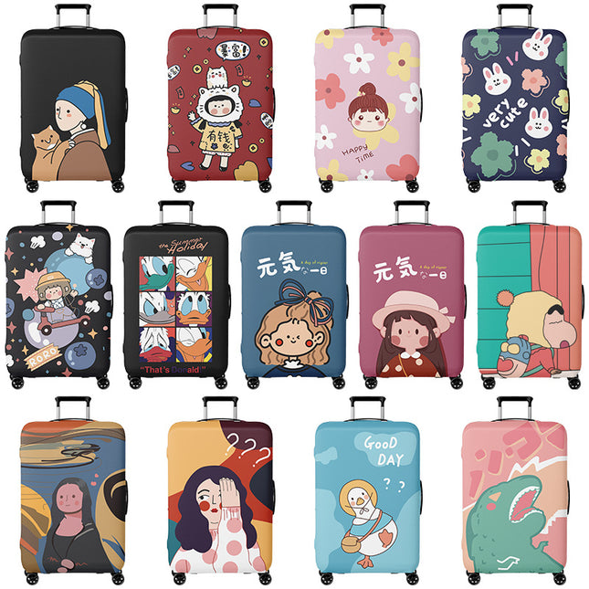 Double-Opening Elastic Suitcase Cover, Thickened Luggage Protective Cover, Travel Suitcase Dustproof Trolley Case, Cartoon Cute Design