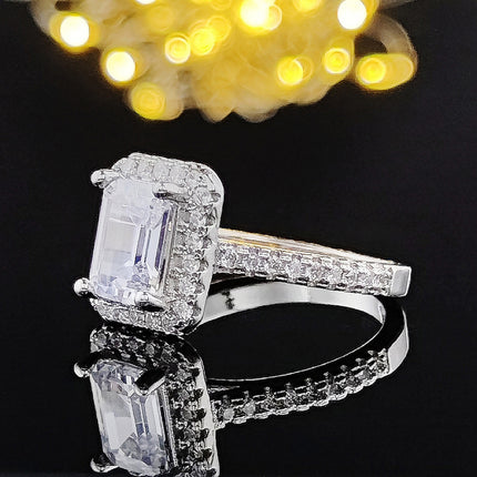 Ring Gemstone Women's Design Niche Fashion Creative Multi-Color Diamond Zircon Rectangular Shape Factory Direct Sale R1997
