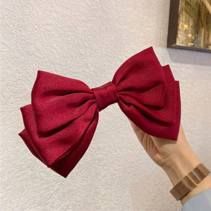 Summer big bow ribbon hairpin women's high-grade back head top clip spring clip hairpin clip hair accessories 17cm