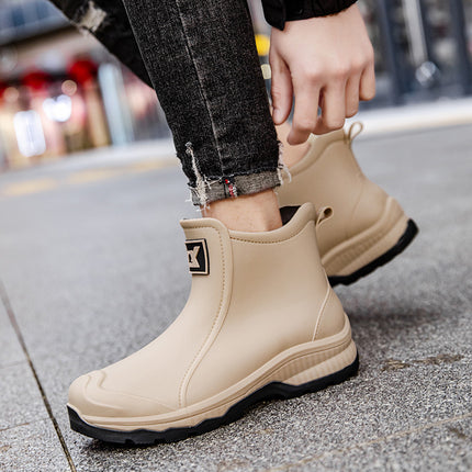 Cross-Border Fashion Rain Boots for Men, Thick-Soled, Wear-Resistant, Comfortable Water Shoes for Outer Wear, Waterproof Fishing Shoes, Non-Slip Kitchen Rubber Shoes for Men